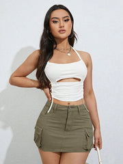 ICON Flap Pocket Side Cargo Denim Skirt