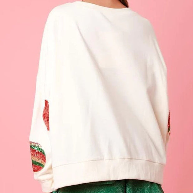 Autumn and Winter Sequined Embroidered Fashionable round Neck Long Sleeve Sequin Stitching Christmas Sweater for Women