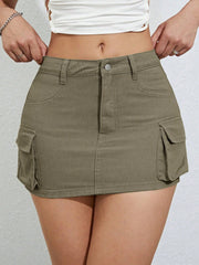 ICON Flap Pocket Side Cargo Denim Skirt