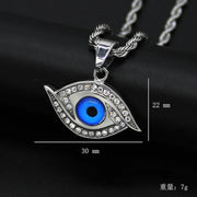 Fashion Stainless Steel Rope Chain Necklace Silver Plated CZ Evil Eye Pendant Necklace for Women Men Girl Female Accessories