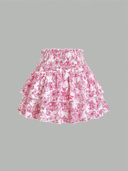 Flirla Women'S High Waist Wrap Floral Skirt