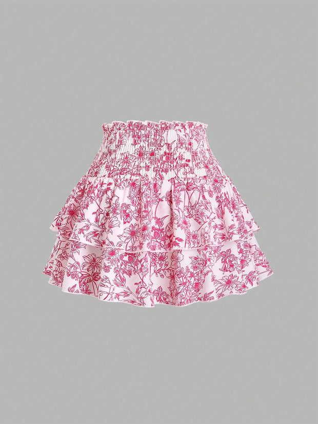 Flirla Women'S High Waist Wrap Floral Skirt