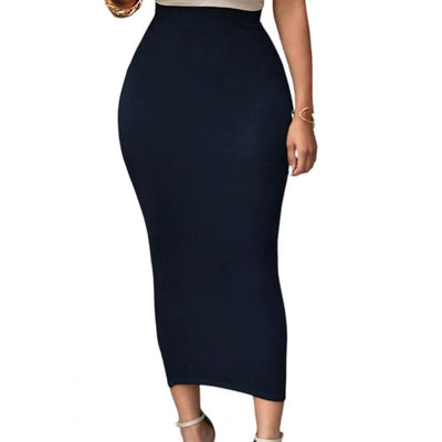 Women Skirt Solid Color Elastic Bodycon High Waist Dating Skirt Match Top Comfortable Mid-Calf Length Sheath Skirt Women Garment