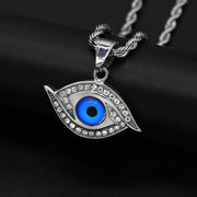 Fashion Stainless Steel Rope Chain Necklace Silver Plated CZ Evil Eye Pendant Necklace for Women Men Girl Female Accessories