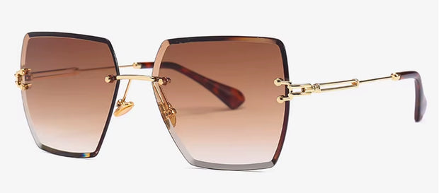 Womens Rimless Sunglasses Ladies Metal Gradient Lens Brown Black Square Sun Glasses Female Accessories Summer 2018
