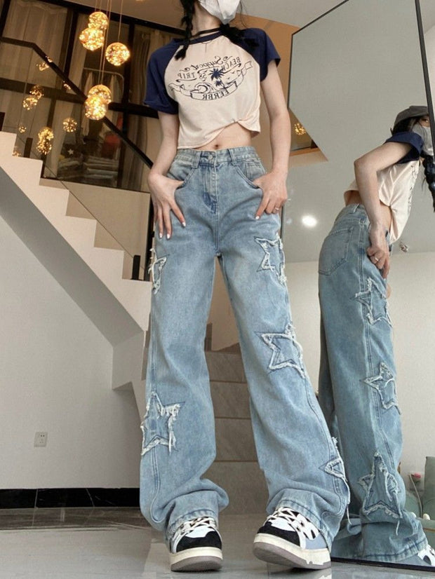 Women'S Fashionable American Retro High Street Jeans