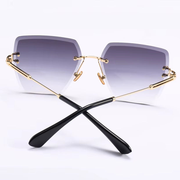 Womens Rimless Sunglasses Ladies Metal Gradient Lens Brown Black Square Sun Glasses Female Accessories Summer 2018