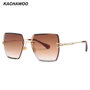 Womens Rimless Sunglasses Ladies Metal Gradient Lens Brown Black Square Sun Glasses Female Accessories Summer 2018