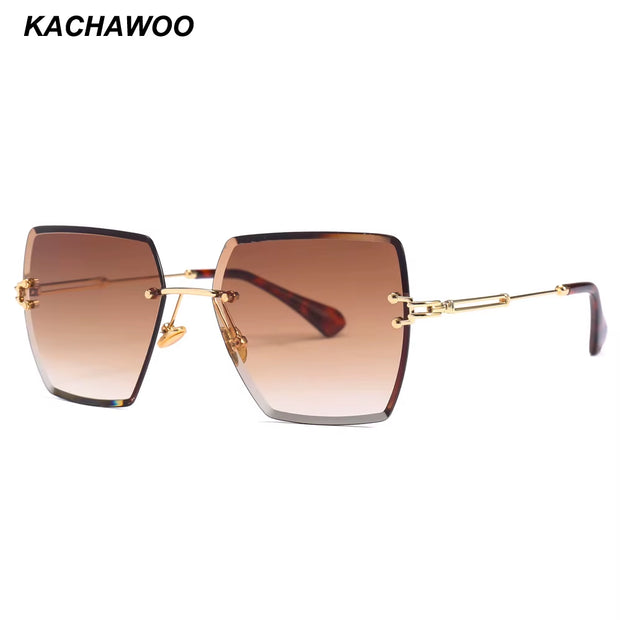 Womens Rimless Sunglasses Ladies Metal Gradient Lens Brown Black Square Sun Glasses Female Accessories Summer 2018