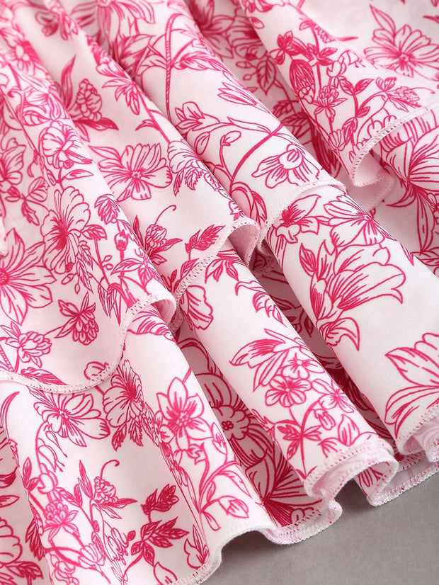 Flirla Women'S High Waist Wrap Floral Skirt