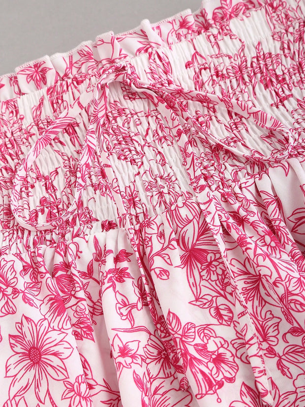 Flirla Women'S High Waist Wrap Floral Skirt