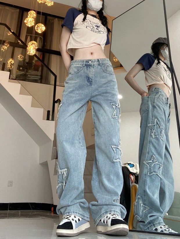 Women'S Fashionable American Retro High Street Jeans